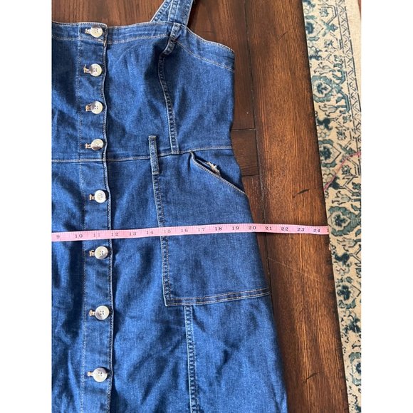 Divided Medium Wash Denim Sleeveless Button Front Mini Dress Women's Size Large - Picture 8 of 9